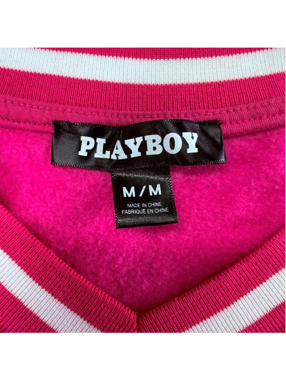 Women's Playboy Pink V-Neck Sweatshirt & Joggers Sweatpants Set Medium Soft - Picture 4 of 16